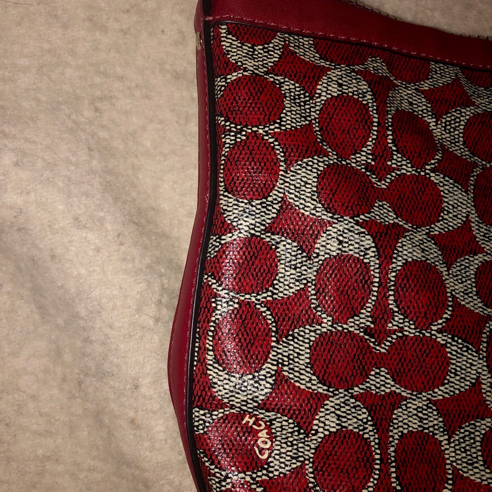 Coach signature jacquard zip top small tote